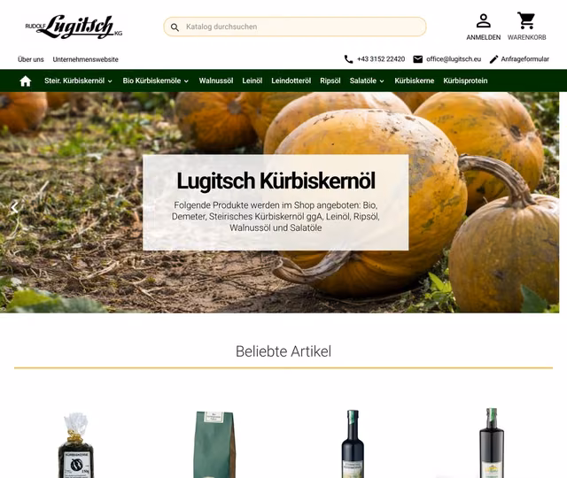 Websiteansicht von Lugitsch Kürbiskernöl